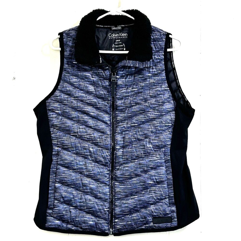 Calvin Klein Performance Down Women's Vest Size Large Full Zip Quilted Puffer